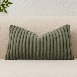 Soft Plush Lumbar Pillow Cover-OLIVE GREEN 24x14” (1-count) Couch Sofa Chair Bed